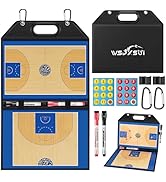 Wsixsui Magnetic Basketball Coaching Board | Foldable Leather Basketball Clipboard Kit for Coache...