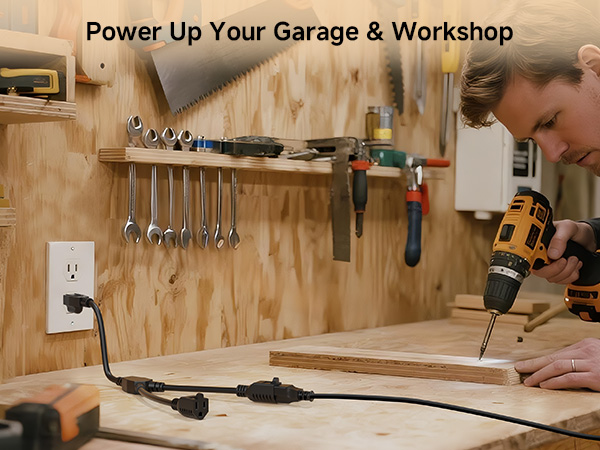 [ETL Listed] Cable Matters 2-Pack 3 Outlet Power Splitter Cord - 1.5ft, NEMA 5-15P to 3X NEMA 5-15R