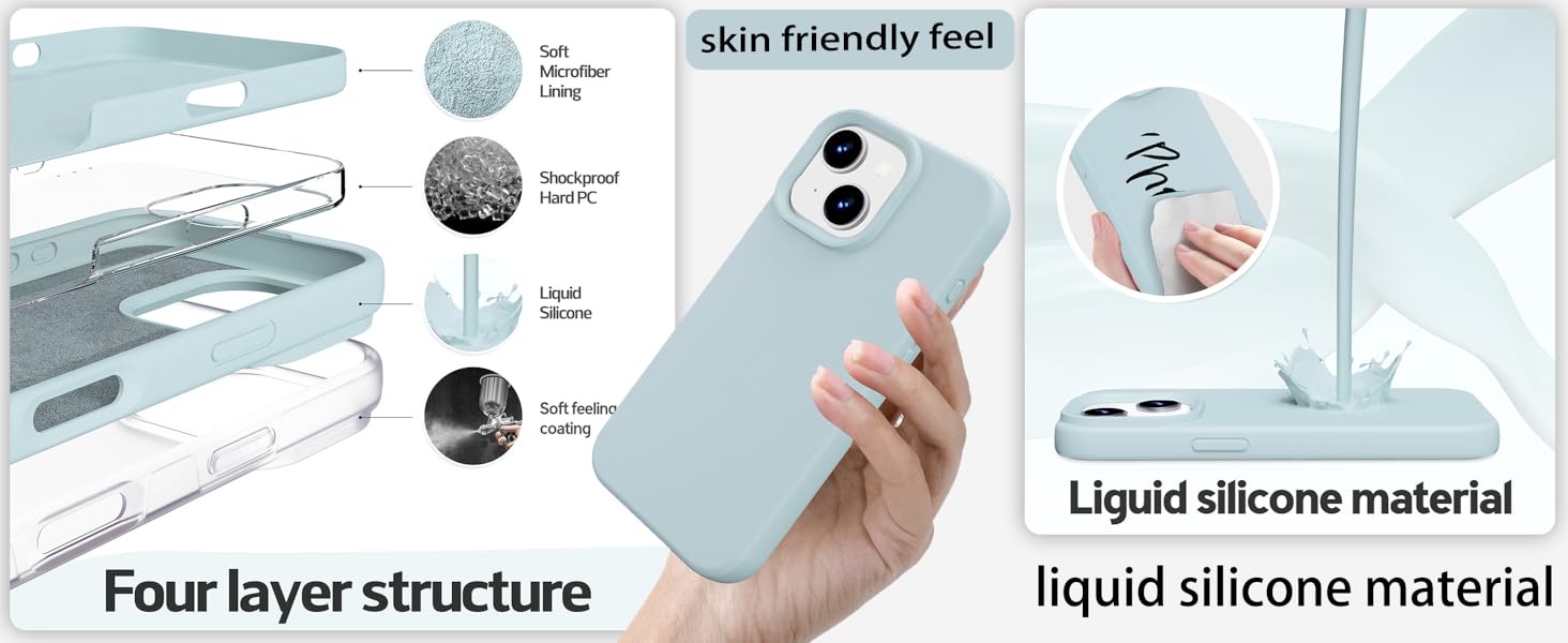 Compatible with iPhone 13 Case, Upgraded Liquid Silicone with [Flat Edges] [Camera Protection]