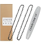 JINFFR 14 inch Chainsaw Guide Bar and Chain Combo - 3/8" LP Pitch 050'' Gauge 52 Drive Links for ...