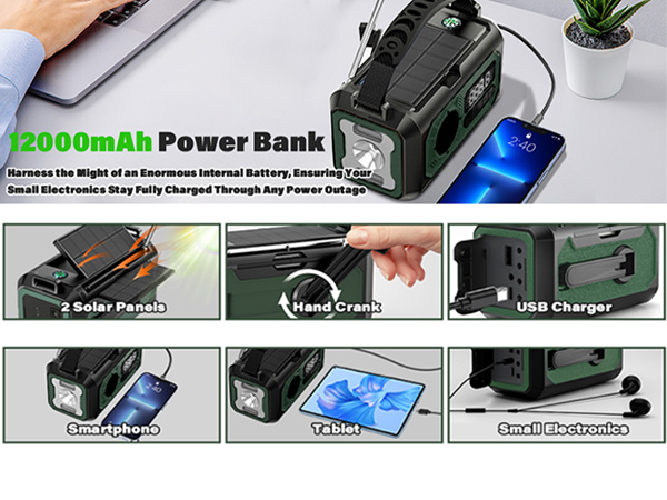 12000mAh Emergency Weather Radio