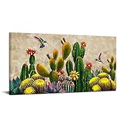 LevvArts Large Vintage Cactus Canvas Wall Art Arizona Succulent Plant Pictures Painting Southwest...