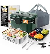 Electric Lunch Box for Adults, 2.8L Double Layer 100W Fast Heated Lunch Box, Heating Food Heater ...
