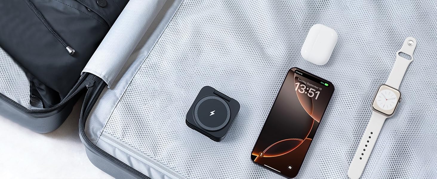 wireless apple charging station for travel portable easy to carry