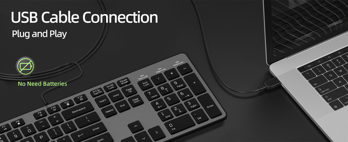 Typewriter Keyboard low profile full size quiet ultra slim silent wired usb flat chocolate keys