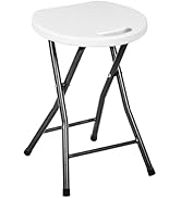 VECELO Folding Stool 18" with Handle, Solid Bottom Support, Iron X-Frame, 500 lbs Capacity, Anti-...