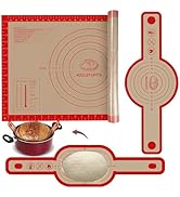 Silicone Bread Sling and Pastry Mat, 3 PCS Non-Stick &amp; Easy Clean Reusable Silicone Bread Baking ...