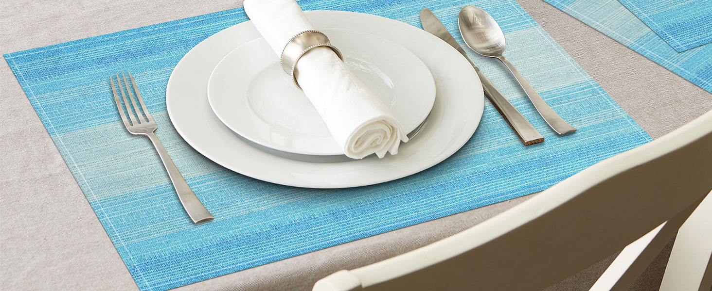 blue placemats