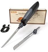 VLOXO Electric Knife, Rechargeable Electric Carving Knife with 2 Ti-Nitride S.S. Coated Non-Stick...