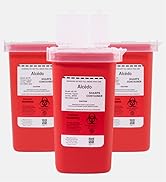 Alcedo Sharps Container for Home Use and Professional 1 Quart (3-Pack) | Biohazard Needle and Syr...
