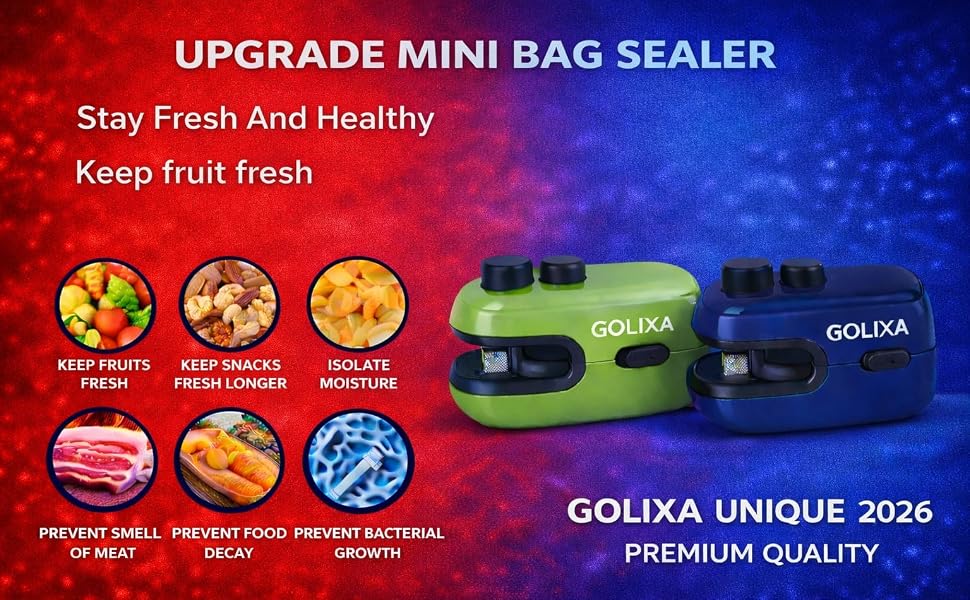 Mini bag sealer with cutter and magnet, handheld bag sealer mini for sealing plastic bags,