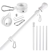 BONWIN White Flag Pole Kit for Outside House, 6 FT Thickened Stainless Steel Wall Mount Flag Pole...