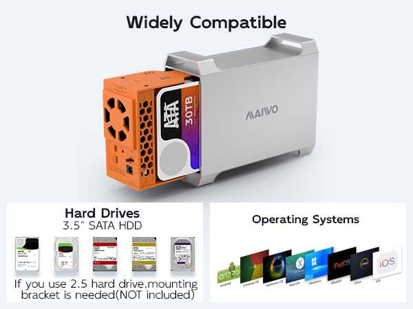Dual Bay RAID Enclosure for SATA 2.5''/ 3.5'' HDD/SSD