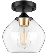 Modern Semi Flush Mount Ceiling Light with Clear Glass Shade, Industrial Close to Ceiling Light, ...