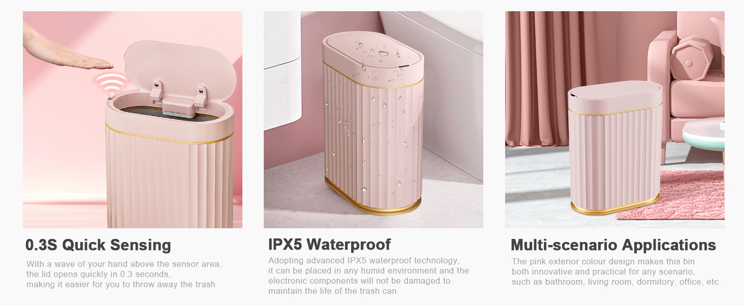Sensor trash can with lid