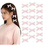 CÉLLOT Pink Hair Bow Clips, 20pcs Mini Elegant Satin Ribbon Bows Hair Accessories for Women and G...