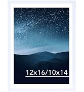 JCJMY 12x16 Picture Frame White with 10x14 Mat for 30 x 40cm Diamond Art Painting, Display Photo ...