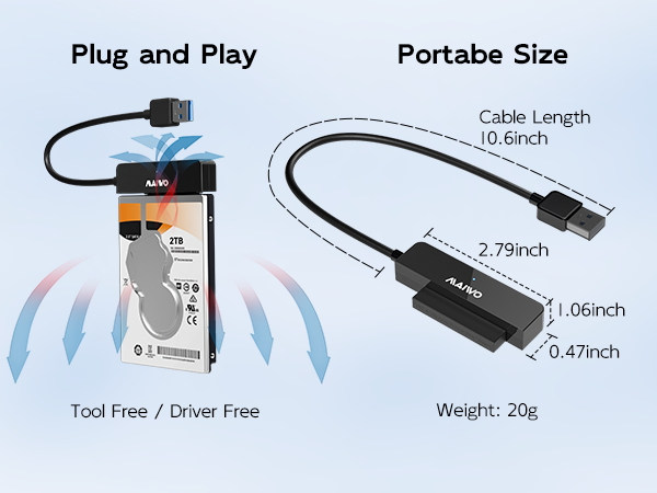 SATA to USB3.0 Adapter External Hard Drive to USB Cable Converter 