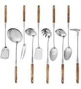 10 Pcs Cooking Utensils Set 304 Stainlss Steel Kitchen Utensils Set Heat Resistant Wooden Handle ...