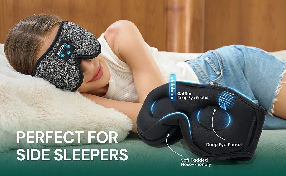 eye mask with headphones, sleeping headphones, noise cancelling sleep mask