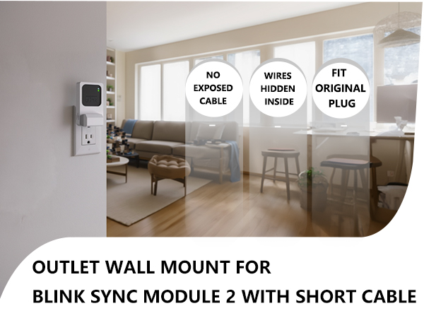 Outlet Wall Mount for Blink Sync Module 2 with Short Cable