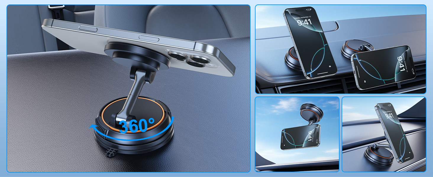 xuenair adjustable 360 180 degree rotating car dash phone holder navigating rotatable flexible