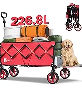 Sunula Collapsible Wagon Cart with Tailgate 226.8L - Extra Long Foldable Utility Wagon, Brakes, A...