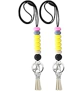 POPLOPP 2PCS Cute Lanyards for Id Badges and Keys for Women Teacher,Silicone Beaded Breakaway Lan...