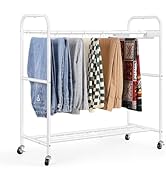 OYEAL Rolling Pants Trolley Trouser Hangers with 30 Pant Racks 2 Tier Pants Hangers with Storage ...