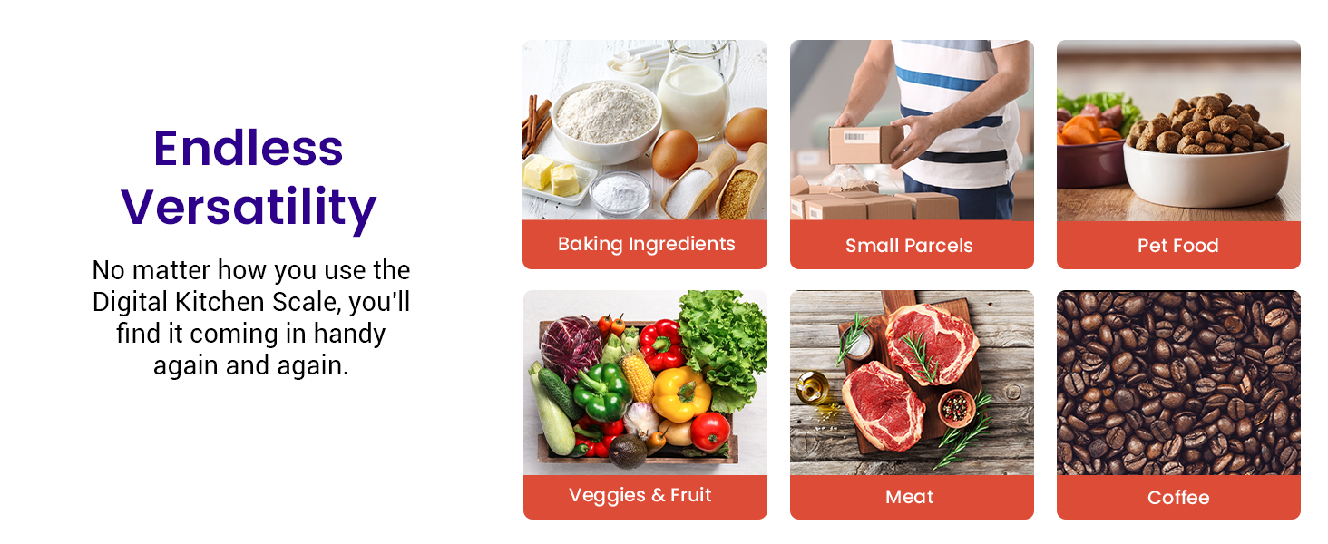 The scale can weigh food, small package, puppies, bird, diy materials, coffee beans etc.