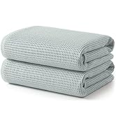 ecolook Waffle Bath Towel Set of 2, 100% Cotton Lightweight &amp; Quick-Dry Bath Towels, Ultra-Absorb...