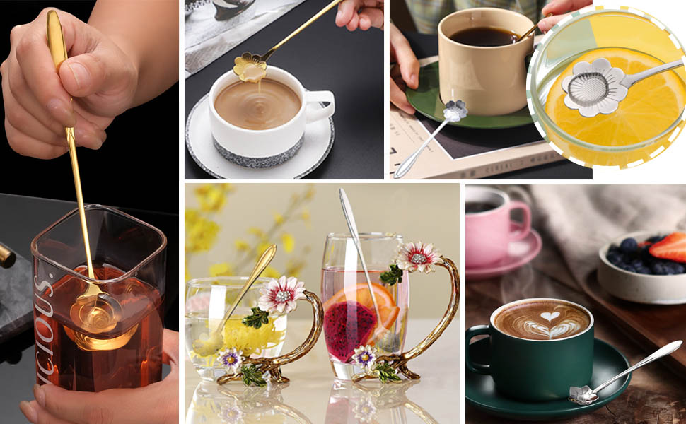 9 Pcs Flower Spoon Coffee Teaspoon Set