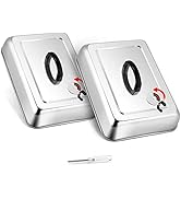 Leonyo 13 x 9 Inch Rectangular Basting Cover Set of 2, Stainless Steel Cheese Melting Dome Lid wi...