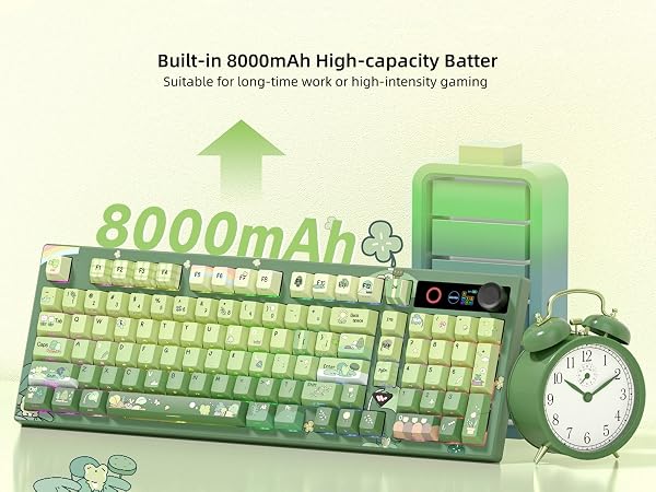 Frog Wireless Mechanical Creamy Keyboard,Gaming Keyboard with Number Pad,98% Keyboard
