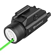 TOUGHSOUL 1200 Lumens Picatinny Rail Mount Pistol Light Green Laser Combo, White LED Flashlight w...