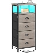 sthemc 3 4 5 Drawers LED Nightstand with Charging Station