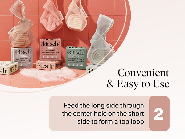 Kitsch Bar Soap Saver Bag - Recycled Mesh Beauty Bar Soap Pouch for Rosemary &amp; Biotin Shampoo Bar
