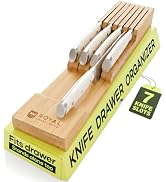 Bamboo In-Drawer Knife Block for 7 Knives (Not Included) – Premium Drawer Knife Organizer Insert,...