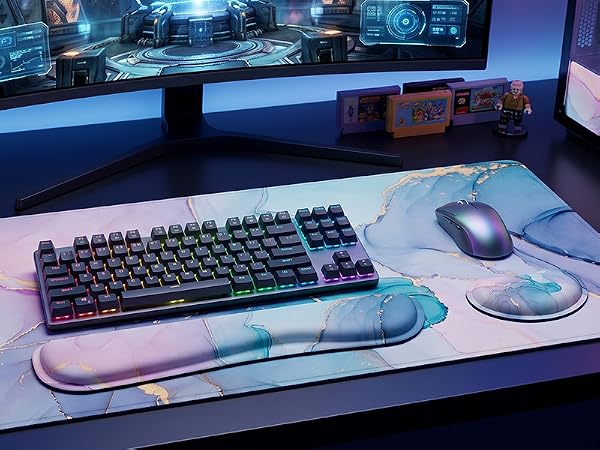 gaming desk mat with wrist rest