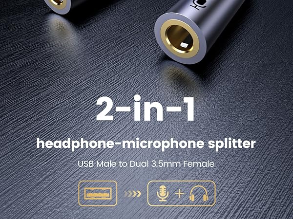 USB to Headphone Jack and Mic Jack Adapter