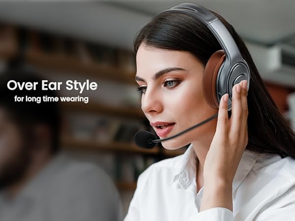 Wired Stereo Headset USB-C, Wired headphones for Laptop, Work headset wired, USB office headset