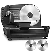 Meat Slicer, Housnat Kitchen Pro 200W Electric Deli Food Slicer with Two 7.5'' Blade(Serrated & S...
