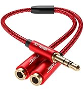 JSAUX Headphone Splitter 3.5mm, Audio Splitter 2 Female to 1 Male, Dual Headphone Adapter Compati...
