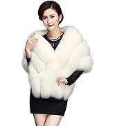 ELFJOY Luxury Faux Fur Shawl for Women Winter Fur Coat Wedding Party Fur Stole Wraps for Evening ...