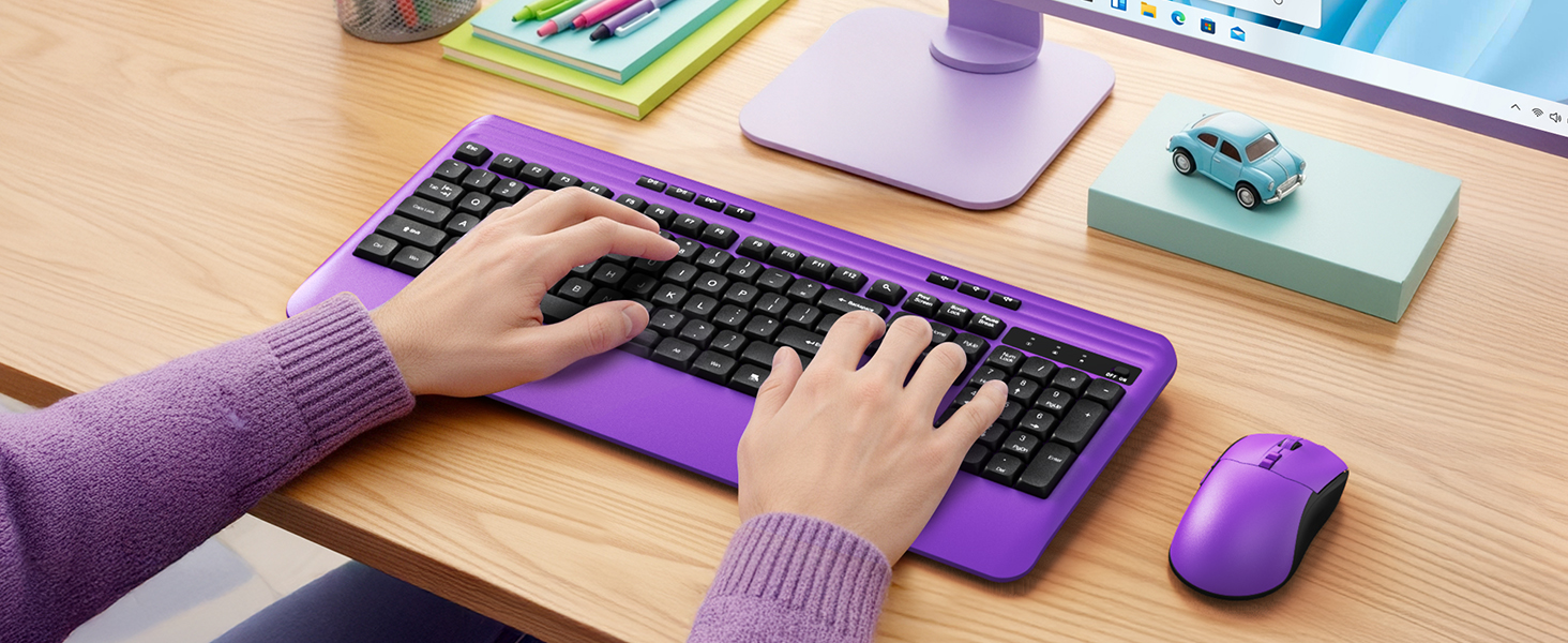 purple Keyboard with Wrist Rest