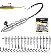 15PCS Hover Rig Jighead Swimbait Jig Heads for Bass Fishing Bass Hooks 1/0 Hover Strolling Rig Ki...