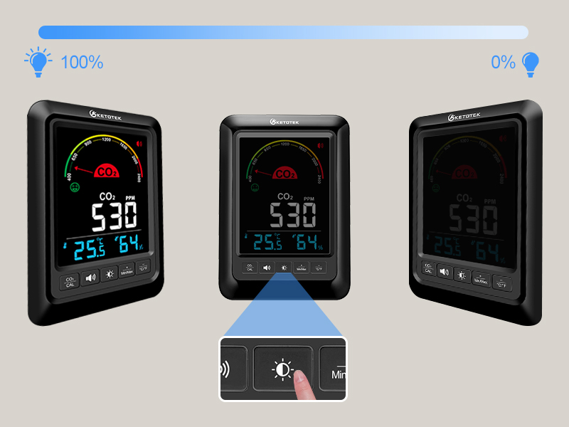Digital display panel showing '5:30' with multiple viewing angles. Interface includes temperature readings and colored indicators. Battery icon shows 100% charge level.