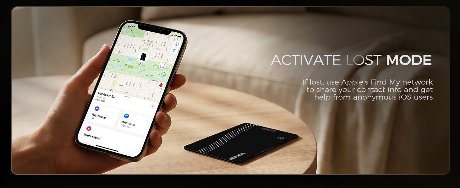 Wallet Tracker Card (iOS Only) Apple MFi Certified Slim Tracking Card