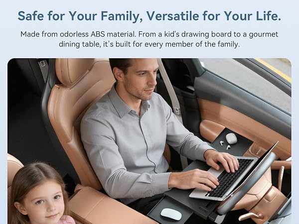 Foldable car organizer for mobile office and kids snacks