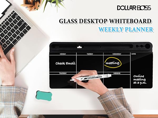 glass whiteboard desktop with stand